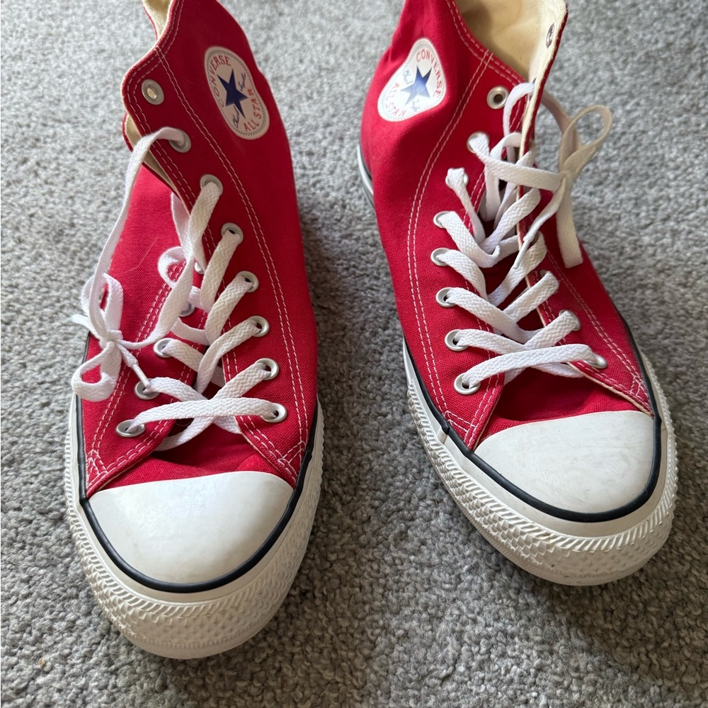 Converse Red Canvas High-Tops with White Accents